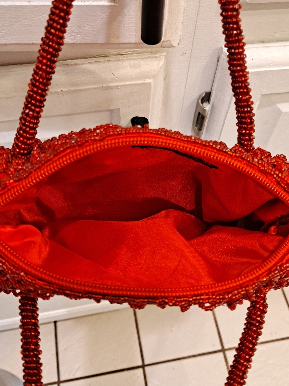 Bijoux Terner Y2k Vintage Cherry Red Sequin Quartz Beaded Mini Top-Handle Bag - Picture 11 of 14